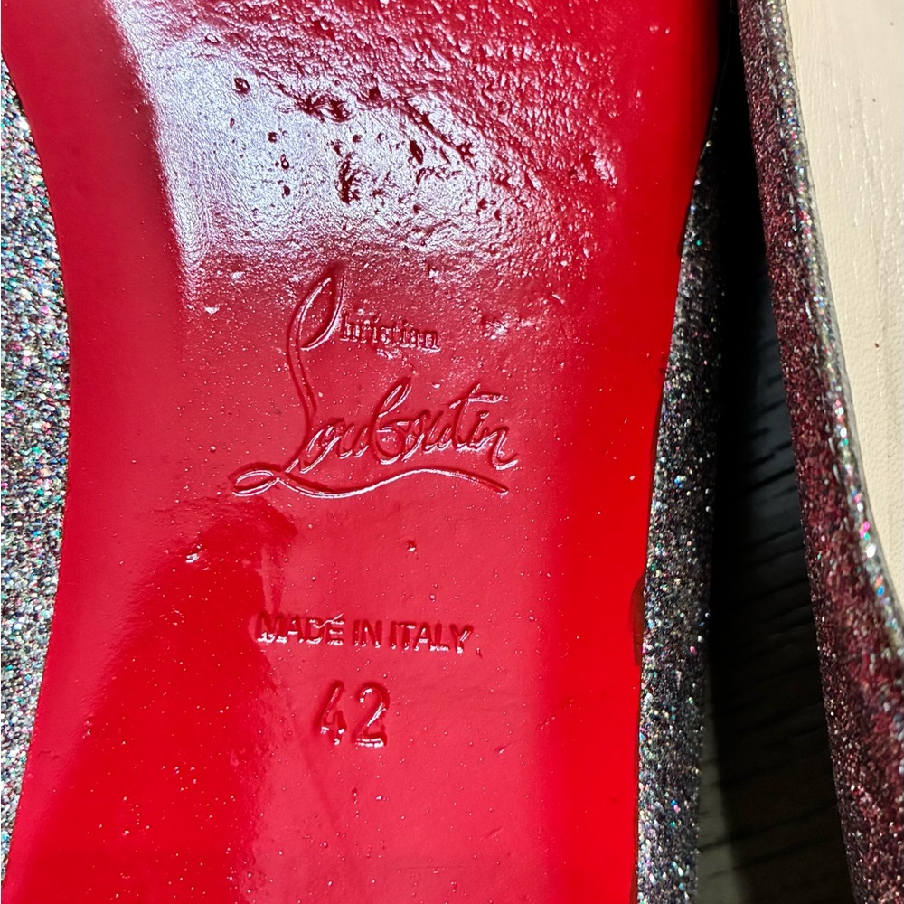 Christian Louboutin Glitter Pointed Ballet Flats in Rose Multi - Picture 6 of 11